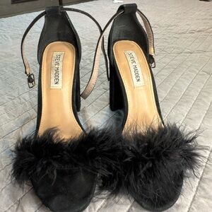 Steve Madden Black Feathered Heels